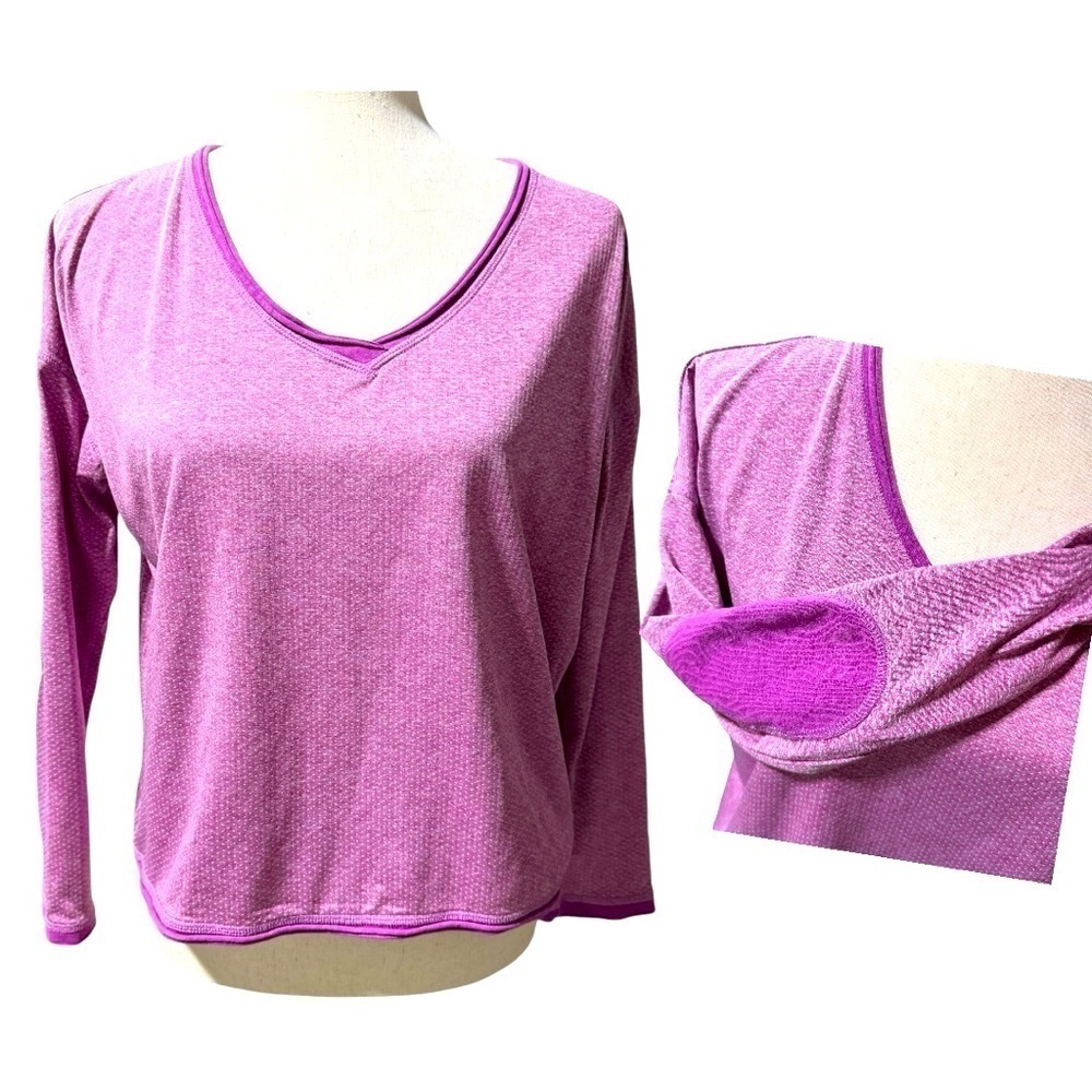 Prana Cropped Long‎ Sleeve Pink Breathable Top Elbow Patches Size: XS Athleisure